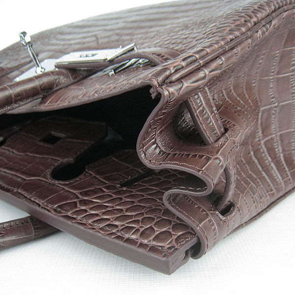 Replica Hermes Birkin 30cm Crocodile Veins Bag Dark Coffee 6088 On Sale - Click Image to Close